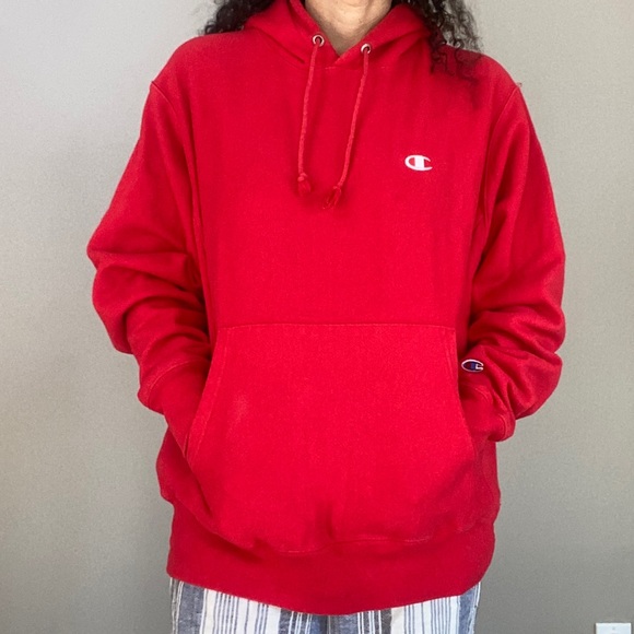 Vintage Champion Reverse Weave Ruby Red hoodie sweatshirt Size Medium - Picture 4 of 15